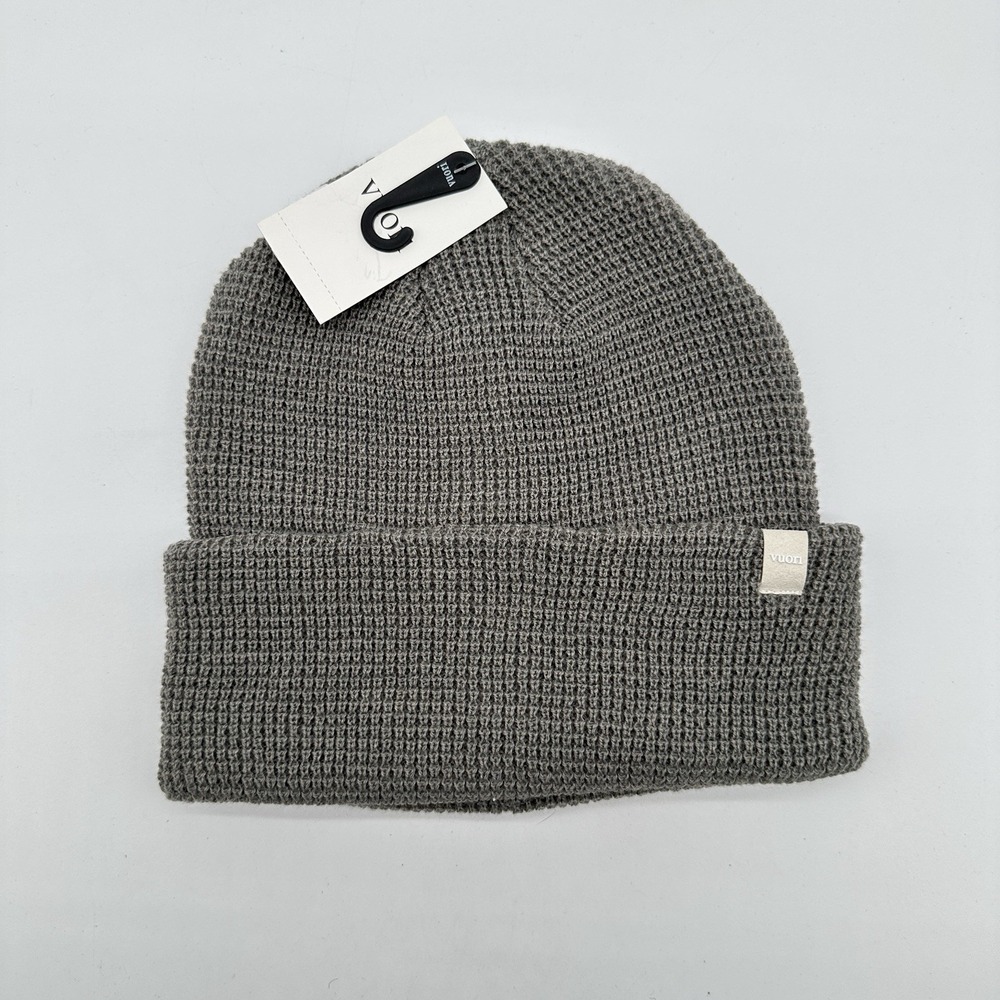 VUORI Alpine Waffle Knit Beanie Shiitake Grey V864 Winter Hat NEW W/‎ TAGS Cap